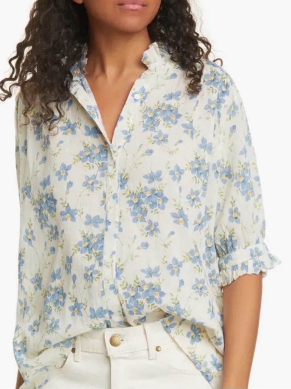 THE GREAT. Craft floral l Button-Front Top